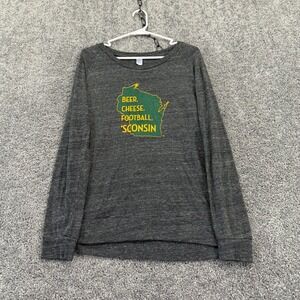 My State Threads Shirt Womens XL Gray Wisconsin Graphic Pullover
